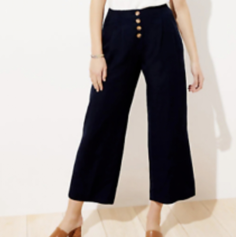 Navy blue LOFT linen pants